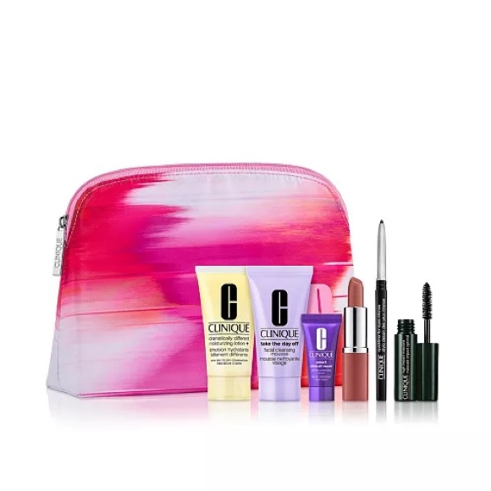 CLINIQUE 7 Piece Gift Set Moisturizing Lotion Smart Repair Mascara Eyeliner NEW